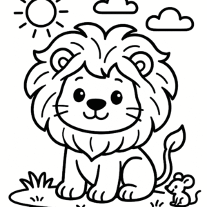 Cute lion in a garden under sun light